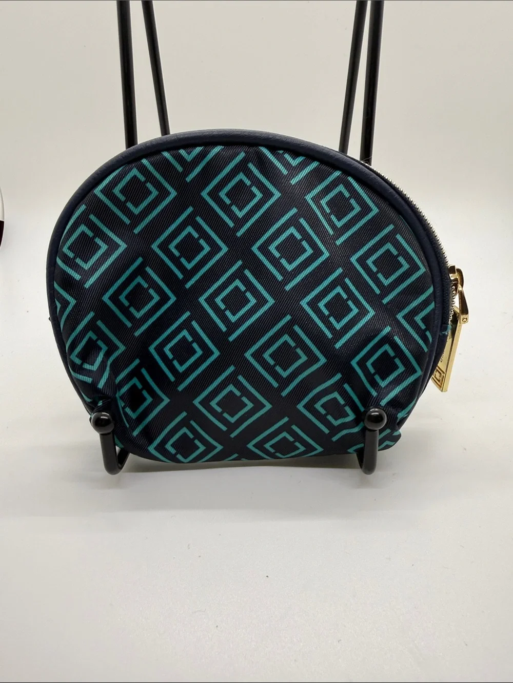 Liz Claiborne Navy and Teal Logo Small Cosmetic Bag NWOT